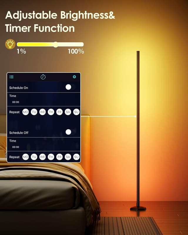 Detalle 2 de Uocub Corner Floor Lamp (2 Pack) – Smart RGB LED with App/Remote/Button, Music Sync