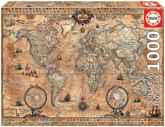 Detalle de Educa Puzzle 1000 Piezas Mapamundi 🌍 Incluye Pegamento Fix Puzzle