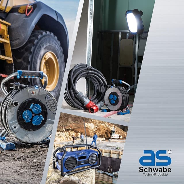 Detalle 1 de as - Schwabe enrouleur automatique de tuyau air comprimé 15 m PU, boîtier robuste, support mural pivotant (12613)