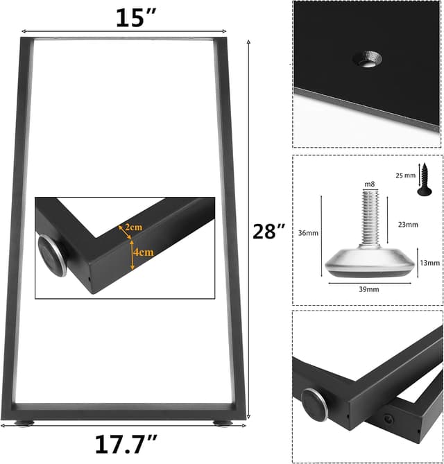 Detalle 2 de Metal Table Legs 28" Desk Legs 📐
