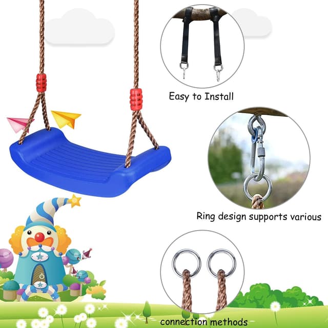 Detalle 2 de Kinderschaukel mit verstellbarer Höhe – Schaukelbrett / Schaukelsitz aus Kunststoff (Blau)