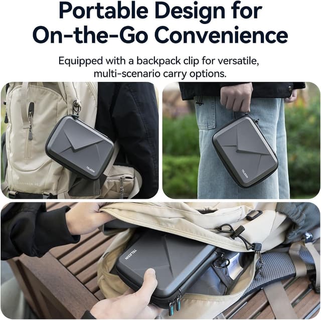 Thumbnail 6 de TELESIN Tragetasche aus hartem PU für DJI Osmo Action 5 Pro/4/3 – schützende Reisetasche für Action-Cam-Zubehör