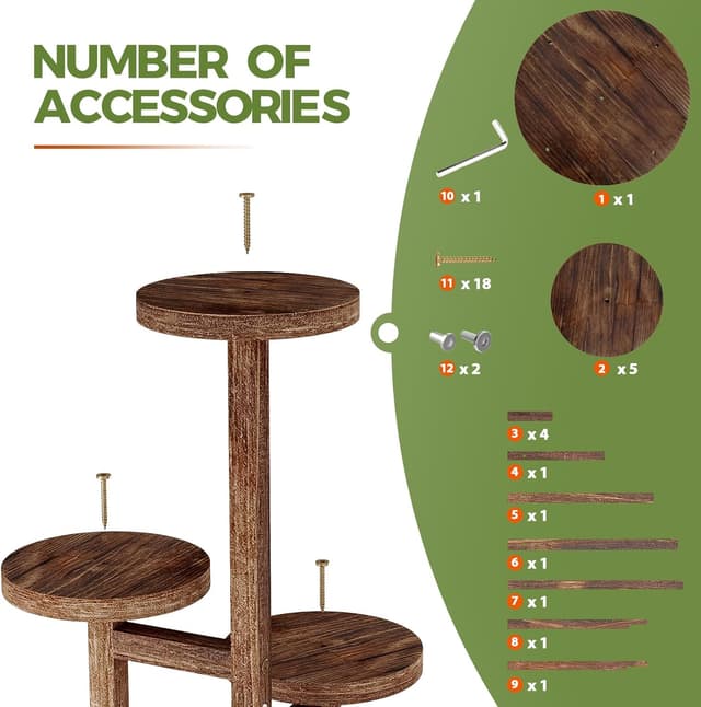 Detalle 2 de Bamworld 5-Tier Tall Plant Stand (Indoor Corner Wood Plant Shelf) for up to 5 potted plants