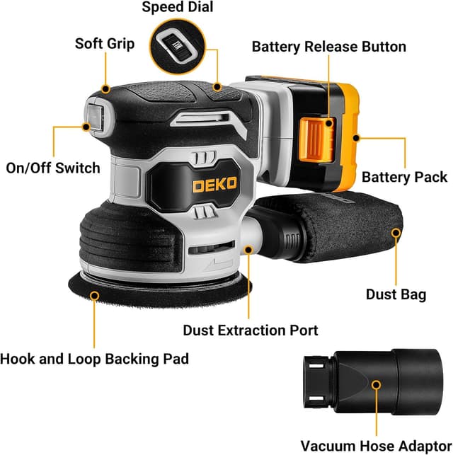 Detalle 2 de DEKOPRO 20V Cordless Random Orbital Sander