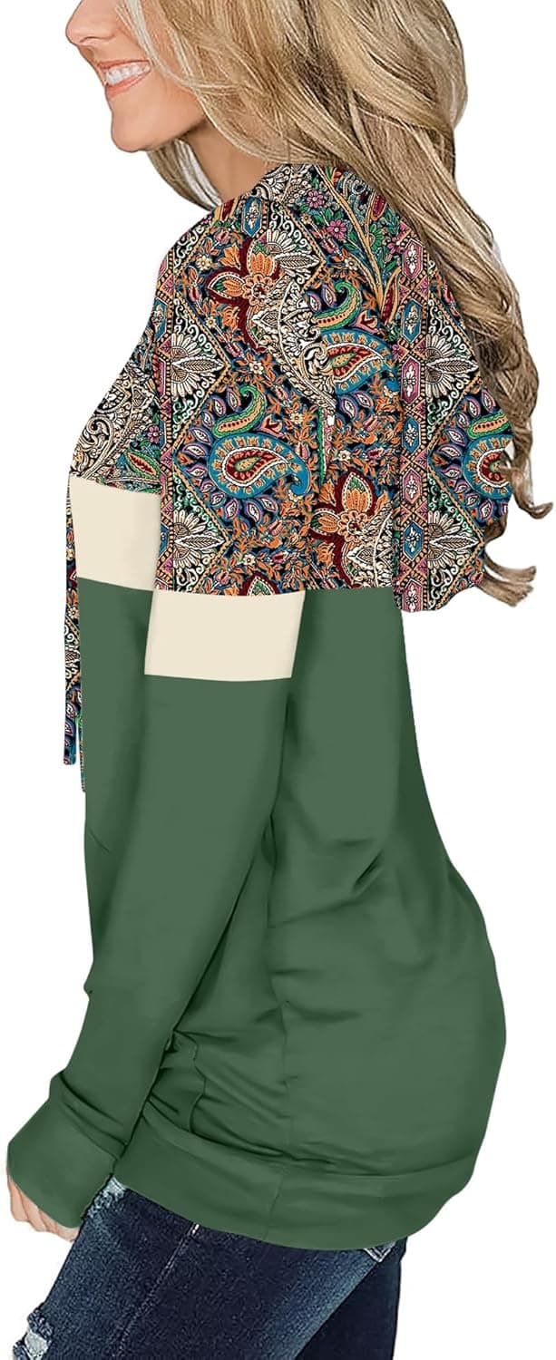 Thumbnail 1 de KISSMODA Camo Leopard Print Pullover Hoodie for Women with Kangaroo Pocket