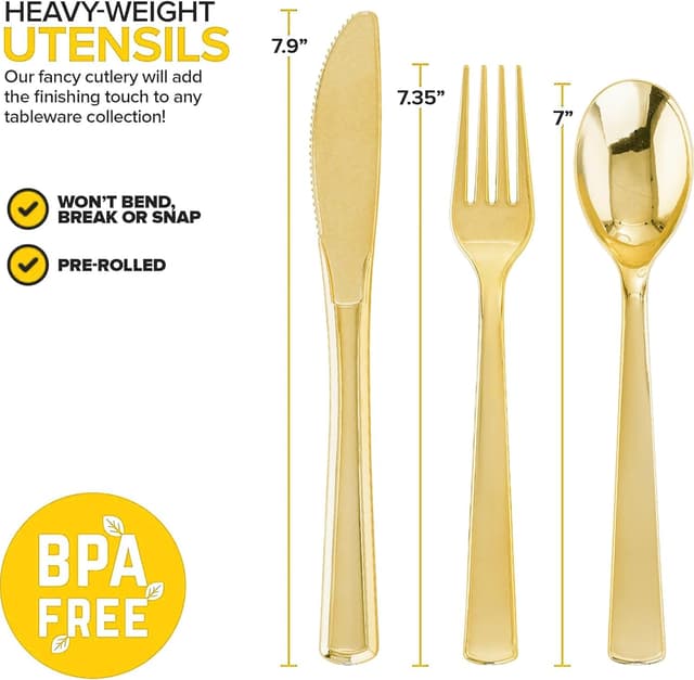 Imagen de Joyido 400PCS Pre-Rolled Gold Cutlery 🍴 en OfertitasTOP