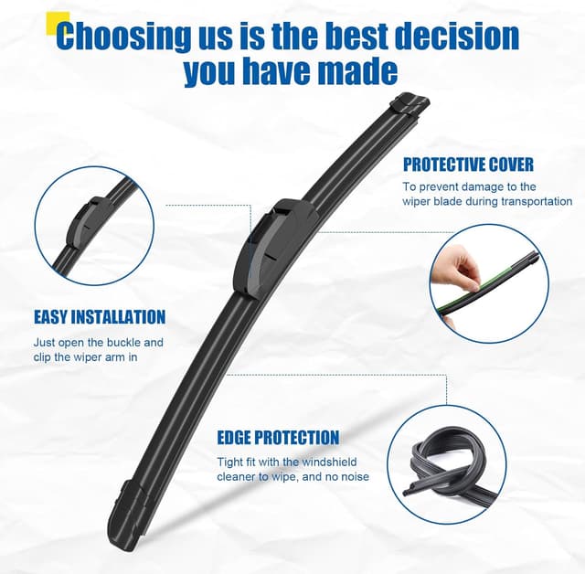 Detalle de HRSNO 26"+20" Windshield Wipers with 12" Rear Wiper Blade Set for Toyota Highlander (2008-2019) – Pack of 3