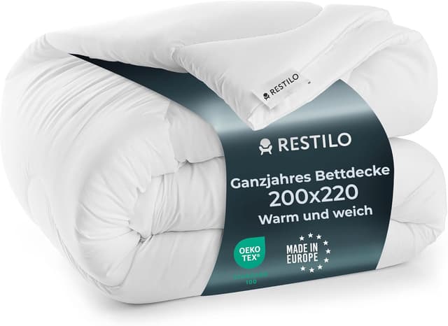 Detalle de RESTILO Ganzjahres-Bettdecke 200x220 cm (Inez) antiallergisch, waschbar bis 95°C, Öko-Tex Standard 100
