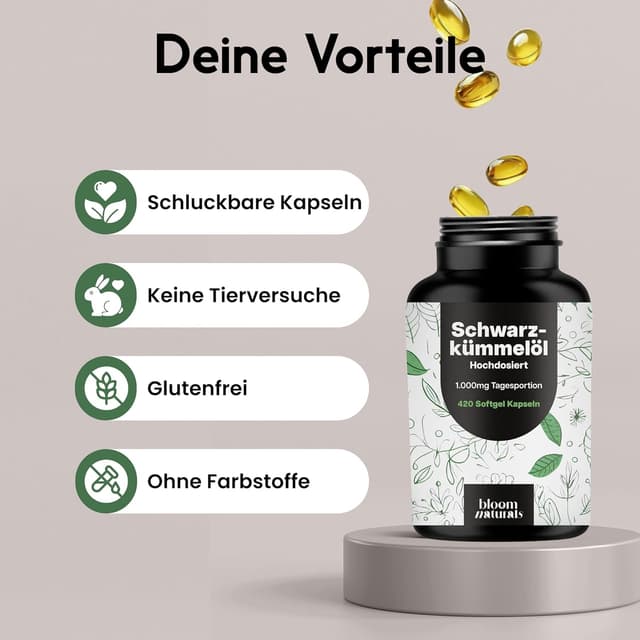 Thumbnail 3 de Bloom Naturals Schwarzkümmelöl Hochdosiert 420 Softgel
