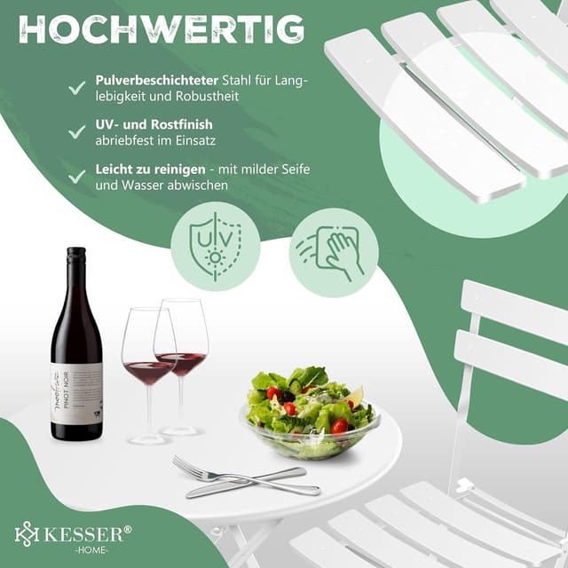 Thumbnail 3 de KESSER® Bistroset 3 Piezas de Muebles de Jardín con Sillas Plegables 🏡