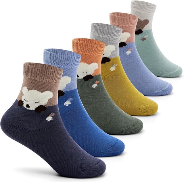 Detalle de Aisyee 6 Paar Kinder Baumwollsocken ohne Naht – bunte Cartoon- & Tierdesigns für Jungen