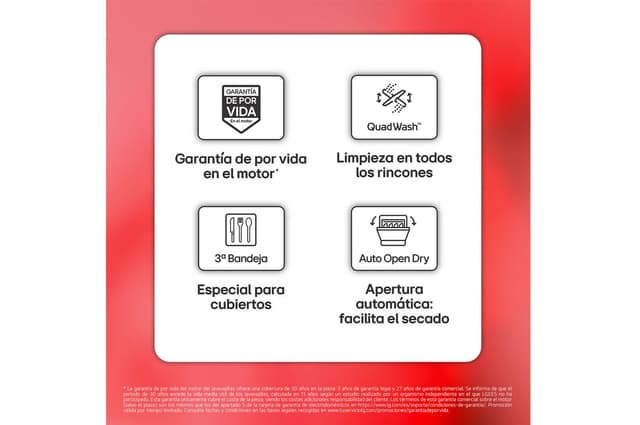 Detalle 1 de LG DB5976TXS Lavavajillas integrable 3ª bandeja 20% más eficiente