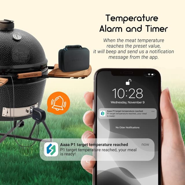 Detalle 2 de Inkbird Grillgebläse Bluetooth 5.1 & Wi‑Fi 2,4 GHz mit Smoker-Thermometer und 4 Sonden