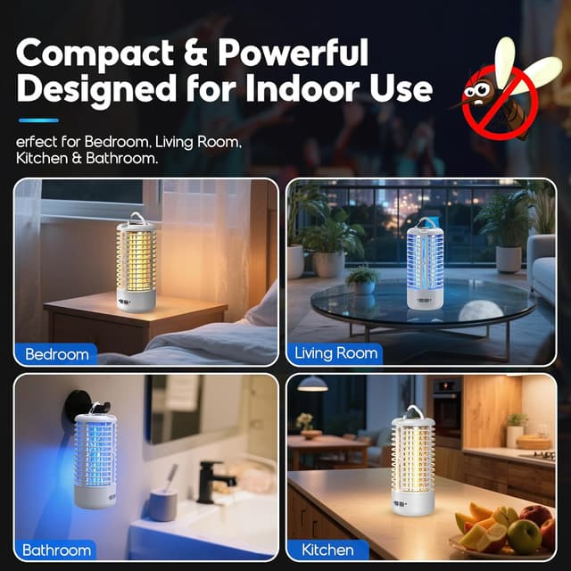 Detalle de Lampada Antizanzare Elettrica 3000V UV sospendibile con gancio, IPX4 – Bianco