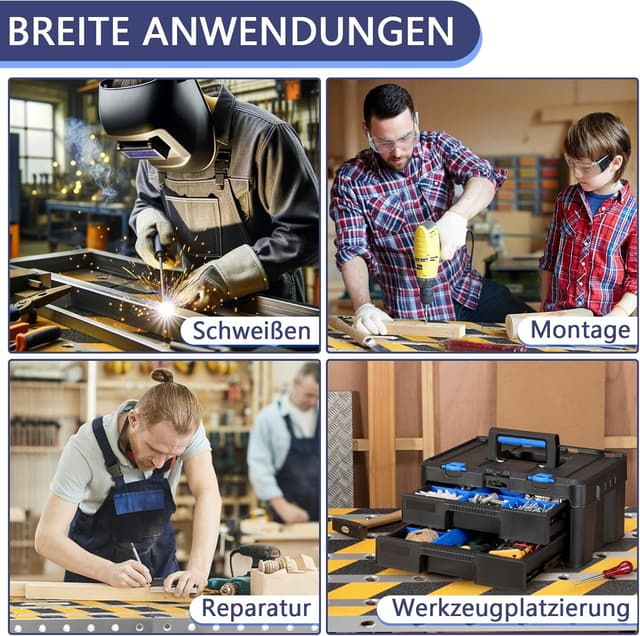 Detalle de 2‑in‑1 Stabil Arbeitsplattform & mobiler Schweißtisch (klappbar) mit Antirutsch-Klebestreifen, 160 × 36 cm, 500 kg