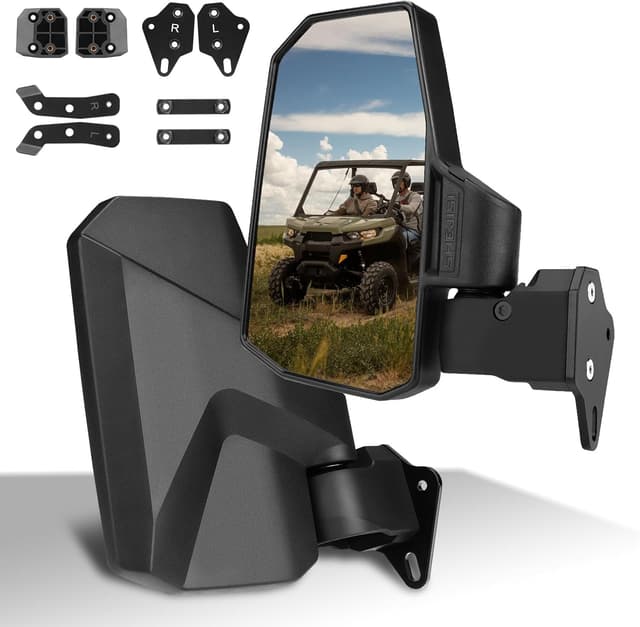 SHEJISI Defender Side Mirrors with spring-back fold feature for Can-Am Defender HD10/HD9/HD8/HD7/HD5