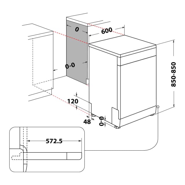 Detalle de Whirlpool WFC 3C34 (reacondicionado grado D) lavavajillas de 60 cm para 14 servicios