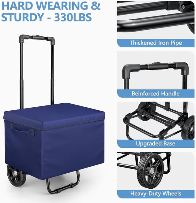 Thumbnail 6 de KEDSUM 2-in-1 Folding Grocery Cart, 330 lbs ⚖