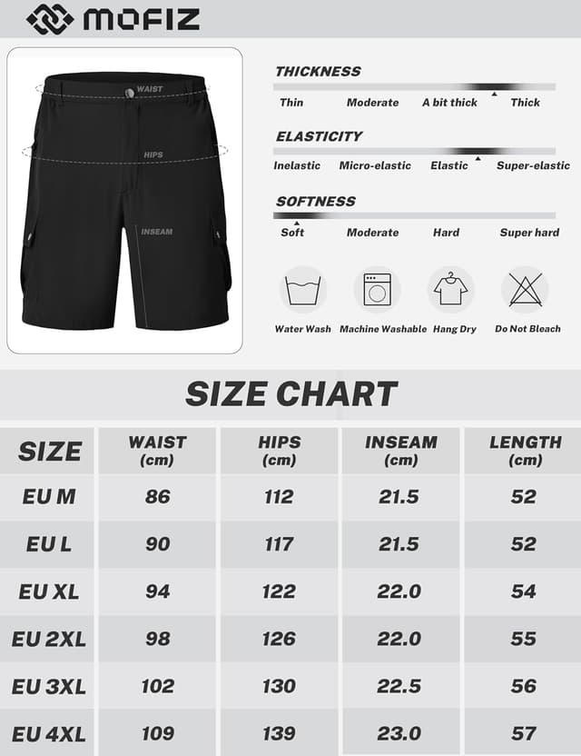 Detalle 2 de MoFiz Short de randonnée homme à séchage rapide et 5 poches