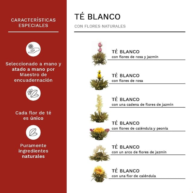 Detalle de Té Flowers Mix 🌸 Set Regalo con Flores de Madera en Lata