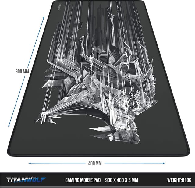 Detalle 2 de Titanwolf XXL Speed Gaming Mouse Pad (900 x 400 x 3 mm) – smooth control, non-slip rubber base
