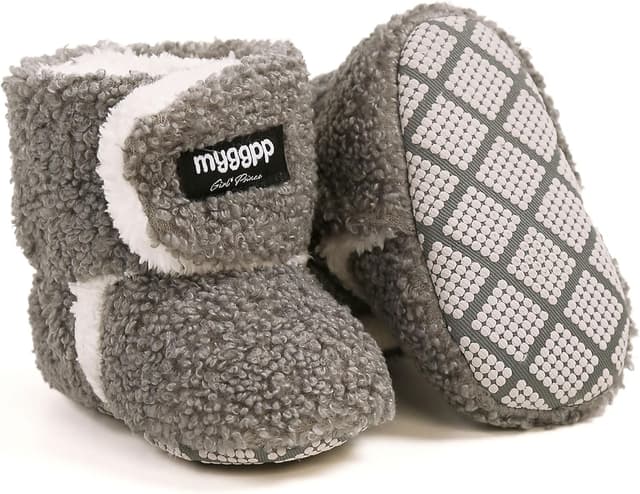 Detalle de Kfnire Winter-Babyschuhe mit Fleece & rutschfestem Boden – warme Lauflernschuhe für Krabbel- und Krabbelschritte