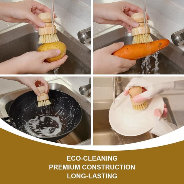 Thumbnail 4 de AUAUY Dish Brush 3-Pack Wooden