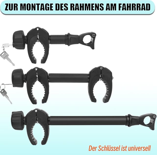 Thumbnail 6 de Warmfay Schwarz Rahmenhalter-Set (3 Stück) für Heckträger: abschließbar, passend für U-Bügelrohr Ø 2,5–3,0 cm