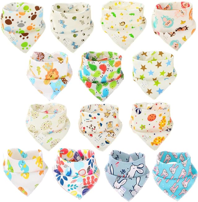 Detalle de SLOSH Set di 14 bavaglini bandana in cotone 100% per neonati (0-36 mesi) con bottoni regolabili