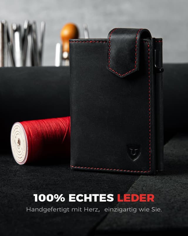 Detalle 2 de LORZOR Kartenetui Herren mit magnetischem Verschluss & RFID-Schutz (Slim Wallet mit Münzfach)