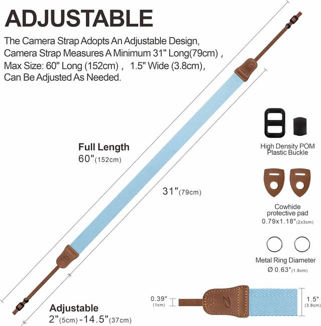 Detalle de Padwa Light Blue Camera Strap 1.5in