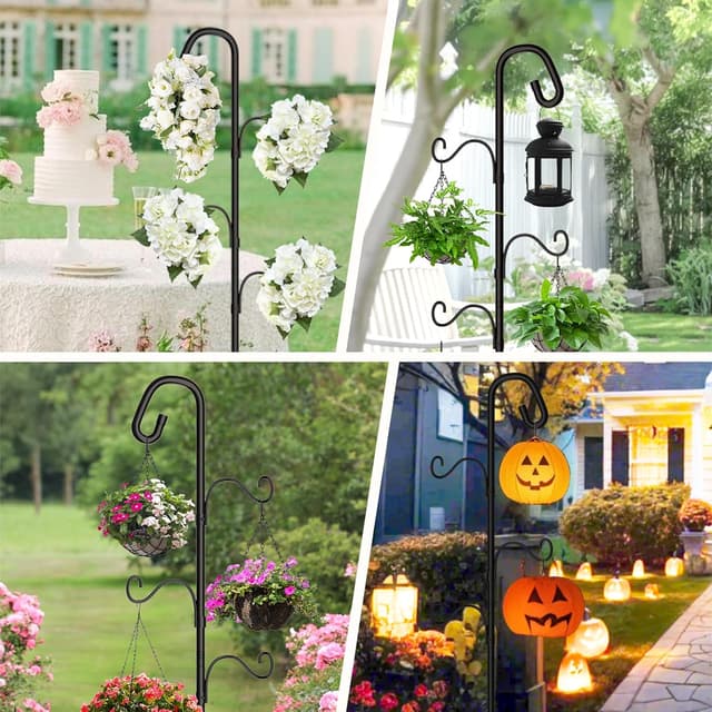 Detalle de Bamworld Shepherds Crook Garden Hooks 61in adjustable height hanging pole with 5-prong base