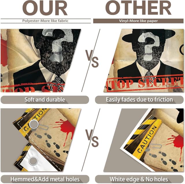 Detalle de Luminora 72x43 inch Top Secret Detective Mugshot Backdrop (Murder Mystery Party Photo Props)