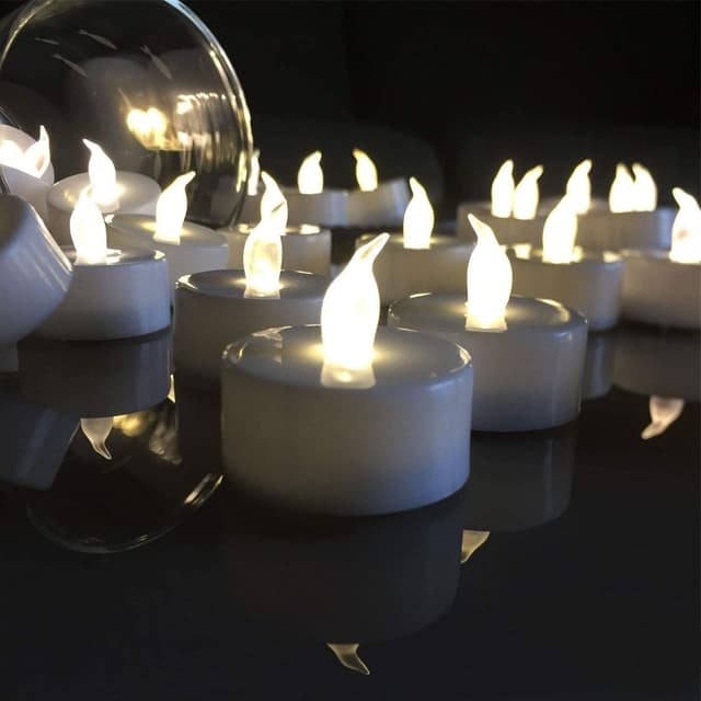 Detalle de PILLOBOX 24Pack Battery Operated LED Tea Lights (Warm White) – Flameless Flickering Candles, up to 200 hours