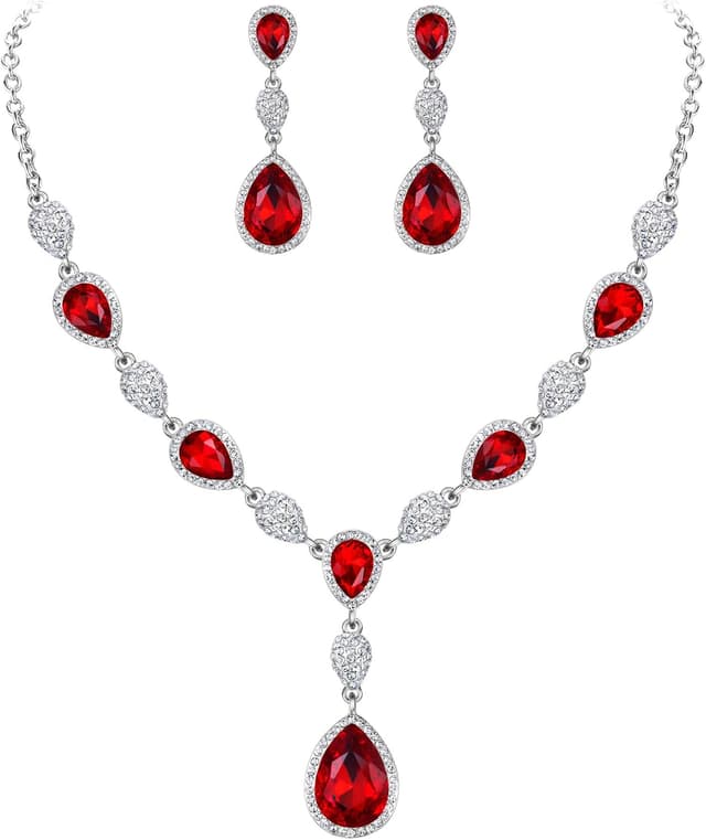 Detalle de Parure de bijoux femme Clearine en cristal transparent (collier, boucles d’oreilles et bracelet)