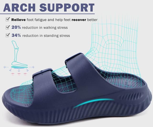 Detalle 2 de KuaiLu Women’s Recovery Sandals with Arch Support – double-buckle sliders for plantar fasciitis relief