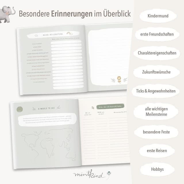 Thumbnail 4 de mintkind Erinnerungsalbum Salbei 0–10 Jahre
