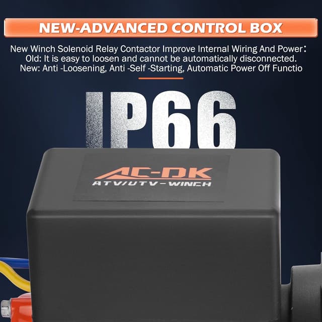 Detalle 2 de AC-DK 2500 lb ATV/UTV Winch Kit with Synthetic Rope, 12V Motor, Wireless Remote & Mounting Plate