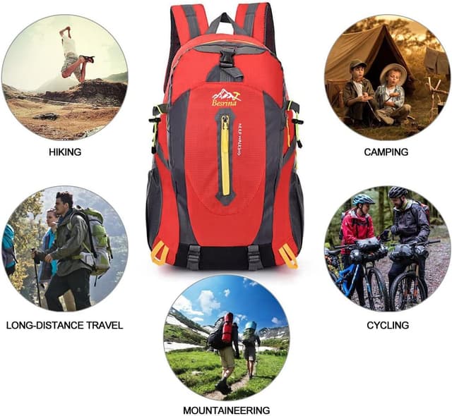 Detalle de Besrina 40L Lightweight Hiking Backpack – water-resistant trekking rucksack for travel, camping and cycling