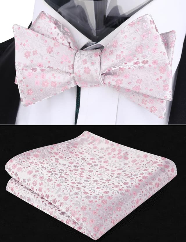 Detalle 2 de Alizeal Mens Floral Patterned Self Tied Bow Tie and Pocket Square Set