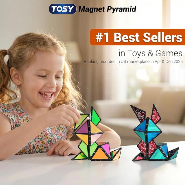 Thumbnail 1 de TOSY Magnet Pyramid Glow 12-piece magnetic cube puzzle 🧩
