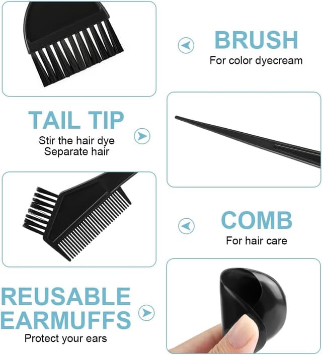 Detalle de LOPHE ensemble de coloration des cheveux 26 pièces : bols pliables, peignes, brosses, gants et accessoires