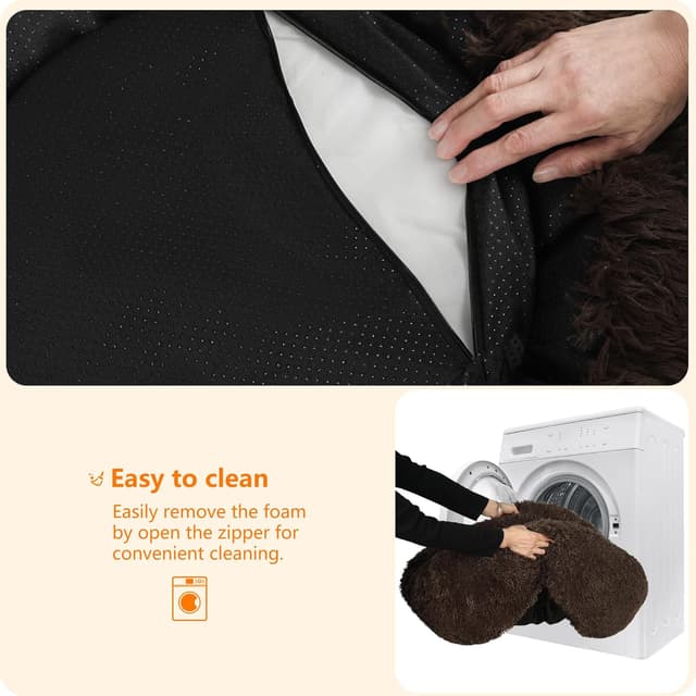 Detalle 2 de HMTOPE Orthopädisches rundes Hundebett (Donut) 70 cm Ø, braun – waschbarer Kuschelkokon