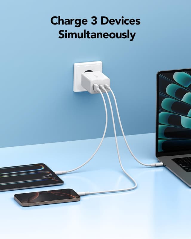 Detalle de Cudy CH67 Cargador 67W 3 puertos