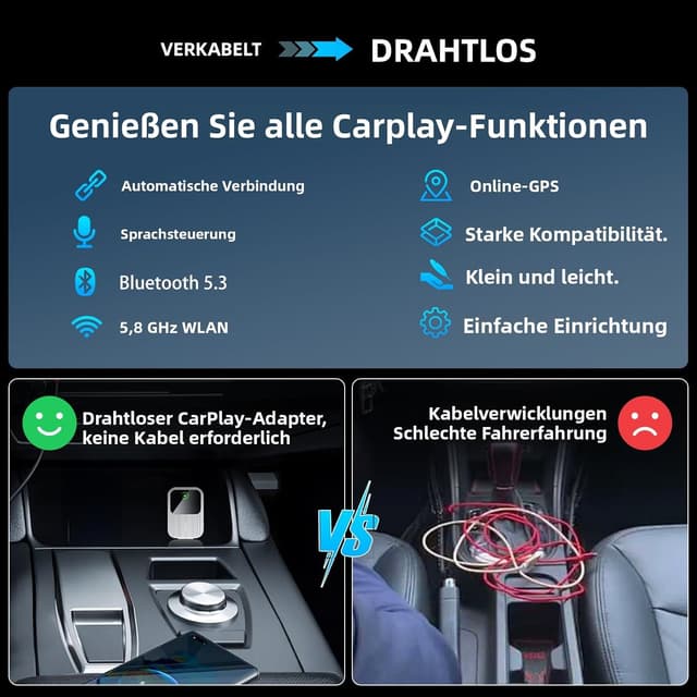 Thumbnail 6 de SOSECCE Wireless CarPlay Adapter für iPhone (Plug & Play) – kabellose CarPlay-Nutzung im Auto