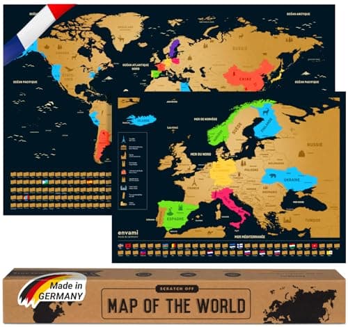 Imagen de envami® Carte du Monde à Gratter – 68 x 43 cm 🌍 en OfertitasTOP