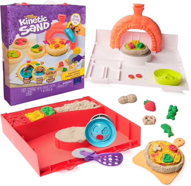 Detalle de Kinetic Sand Squish Pizza Set di Gioco 452 g