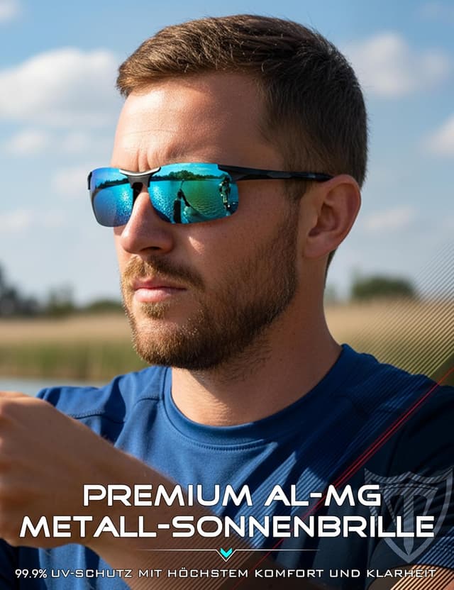 Detalle 2 de ATTCL Herren-Sonnenbrille polarisiert für Sport – UV400, leichter Wrap-Around-Alu-Mg-Rahmen
