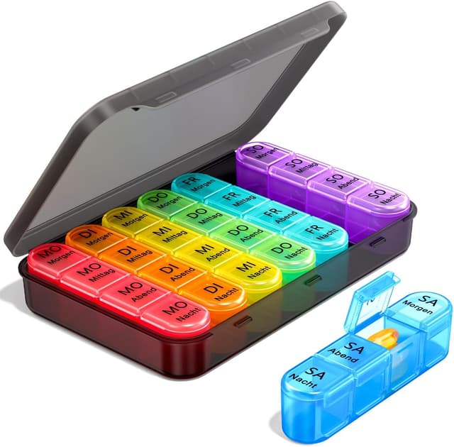 Detalle de Doruimi Tablettenbox 7 Tage mit 4 Fächern 💊