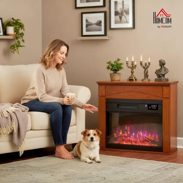 Thumbnail 1 de HOMCOM Cheminée électrique 2000W effet flamme 3D